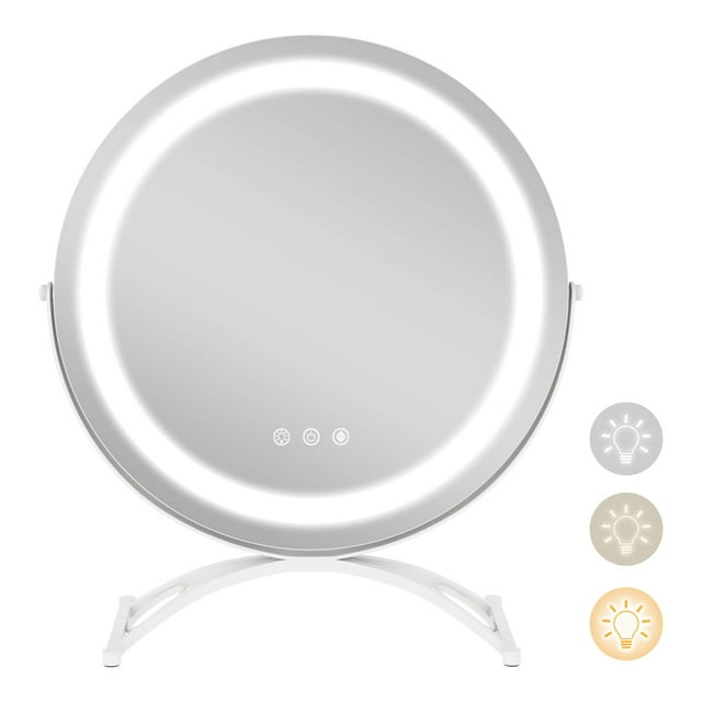 Costway 16" Round Makeup Vanity Mirror 3 Color Dimmable Lights Memory Function White