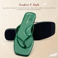 thumbnail image 3 of Womens Square Flip Flops, Patent Leather Flat Sandals with Memory Foam Insole, Non-Slip Lightweight Minimalist Open Toe Summer Vacation Dressy Beach Essentials Slippers, 3 of 7