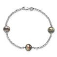 thumbnail image 3 of Finest Gold Sterling Silver Rhodium 8-9 mm Baroque 3stat Tahit Saltwater Pearl Bracelet, 3 of 3