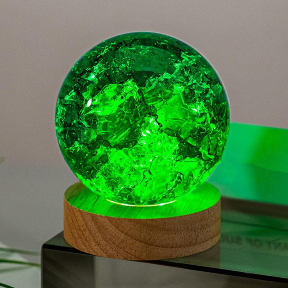 7 Colors Ice Cracked Balls Crystal Chakra Balls Without LED Wooden Base Small Night Light for Home Living Room Decor