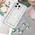 thumbnail image 2 of for iPhone 14 Pro Max Bling Case with Strap, Luxury Glitter Rhinestone Diamond Crystal Sparkle Rose Flower Floral Bracelets Soft Bumper Protective Case Cover for Women Girls White, 2 of 14