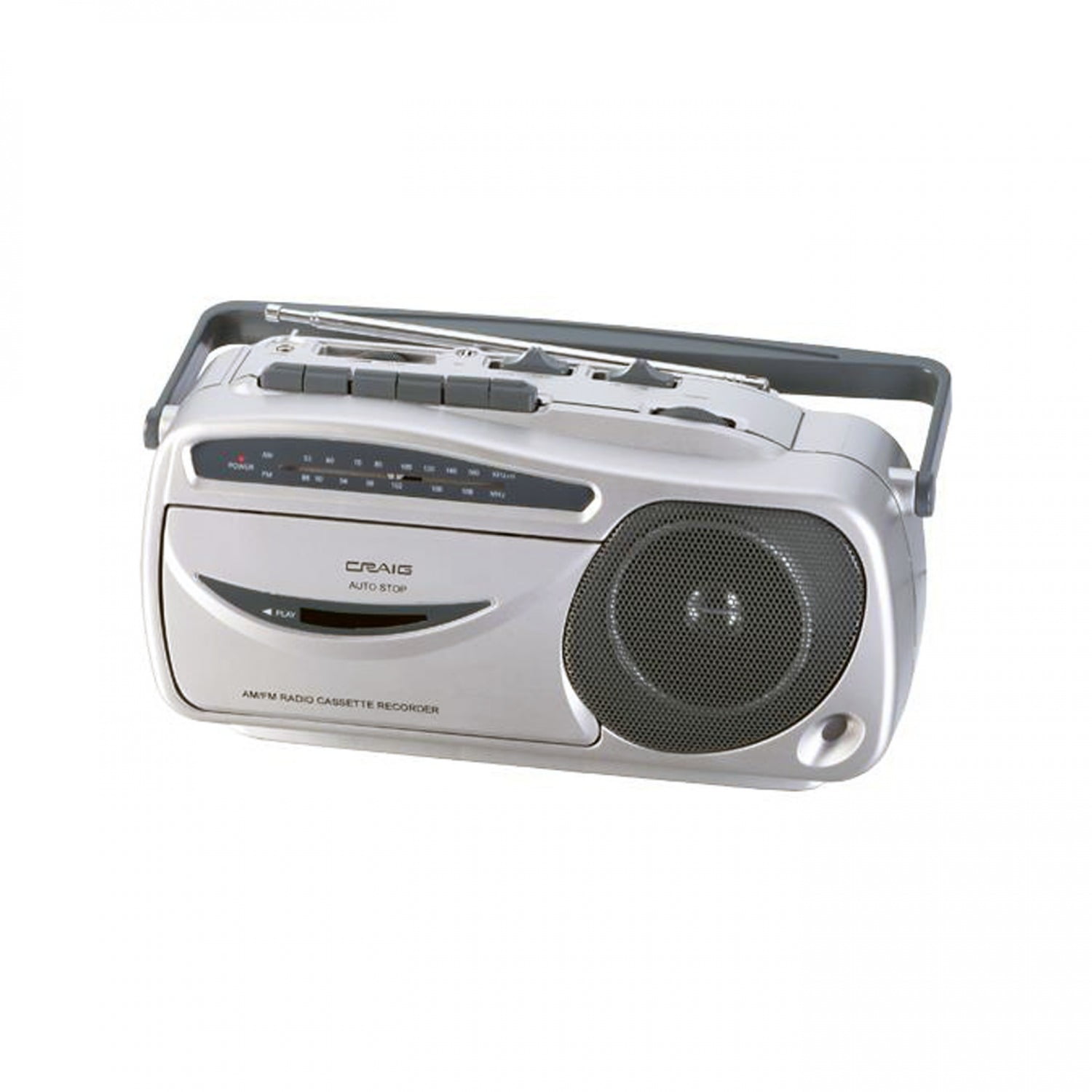 Craig Portable AM/FM Radio Cassette Recorder and Player with Carrying Handle for Easy Transport