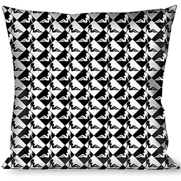 Buckle-Down Throw Pillow - Mud Flap Girl Diamonds Black White