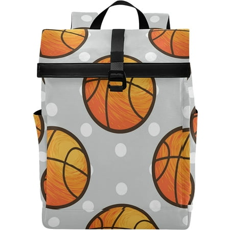 Basketball Polka Dot Backpack Roll Top Daypack Laptop Work Travel ...