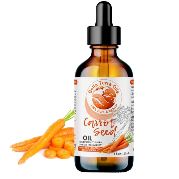 Aceite de Semilla de Zanahoria Orgánico 100% Puro Cold-pressed Sin Refino 4oz para Rejuvenecer Piel
