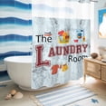 thumbnail image 5 of No Hook Shower Curtain with Built-in Rings - Laundry Room Washable Waterproof Fabric Bathroom Curtains for Hotel,Rentals, 60 X 72 Inch Long , Blue Floral Texture, 5 of 9
