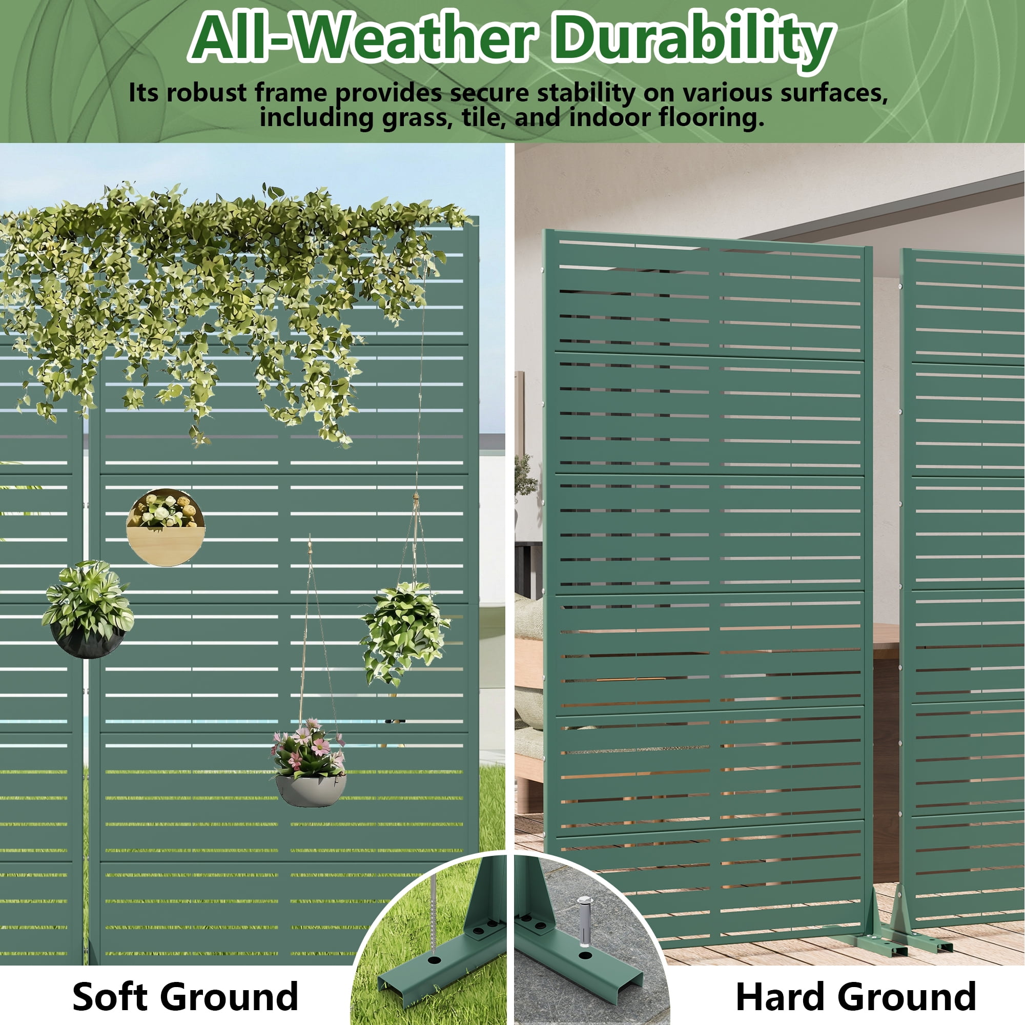 Metal Privacy Metal Screen Fence Panel Set of 2