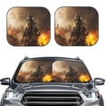 thumbnail image 2 of Vsdgher Apocalyptic Skull Soldier Print Car Windshield Sun Shade, Reflective Sunshade Window Sunshade Sun Visor Protector Fit for Cars,Trucks,SUVs-Small, 2 of 6