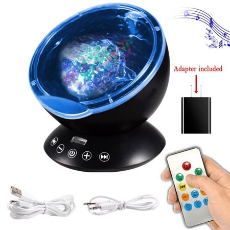 Ocean Wave Projector,12 LED Remote Control Undersea Projector Lamp,7 Color Changing Music Player Night Light Projector for Kids Adults Bedroom Living Room