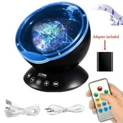 Kids Night Lights Ocean Wave Projector 12 Led Remote Control Undersea Lamp 7 Color Changing Music