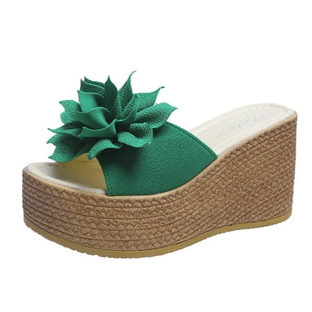 

TOYFUNNY Summer Womens Sandals Wedge Heel Platform Super High Heel Flower Solid Color