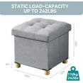 thumbnail image 6 of Ottoman with Storage, Small Storage Ottoman, Folding Foot Stool with Wood Legs for Living Room and Bedroom Linen Rest Seat, 15"x15"x15" - Light Gray, 6 of 12
