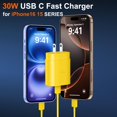 thumbnail image 2 of Cargador rápido USB-C Vilive de 30 W, paquete doble con cable de 3 m, 2 of 6