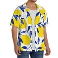 thumbnail image 4 of Naloa Tropical Lemon Men's Loose Fit Cuban Collar Short-Sleeve Shirt with Button-down and Chest Pocket for Everyday Wear Outings - XX-Large, 4 of 7