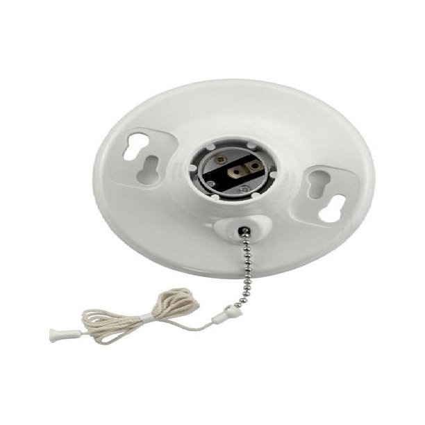 Leviton Leviton B0208827CW1 Plastic Pull Chain Lampholder, White, 660