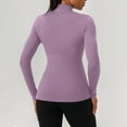 thumbnail image 7 of Womens Athletic Shirts Workout Long Sleeve Slimming Tops Mock Neck Summer Yoga Running Quickdrying Shirt, Purple, XXL, 7 of 7
