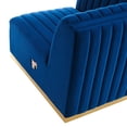 thumbnail image 5 of Modular Sofa Corner Chair, Blue Navy Gold, Velvet, French Living Lounge Cafe Lobby Hospitality Restaurant, Modern Contemporary Boutique HB33785, 5 of 6