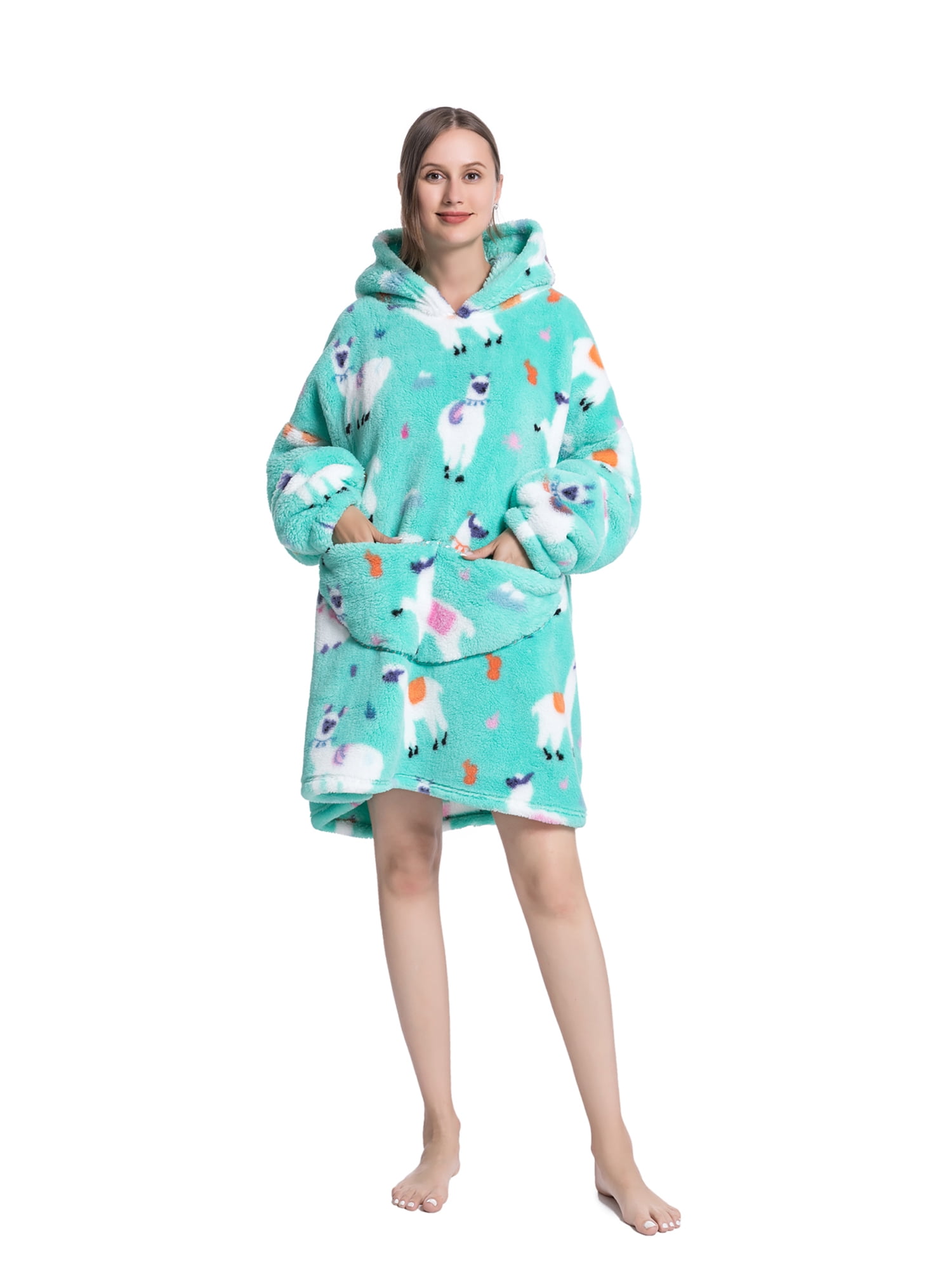 Oversized Hoodie Blanket Wearable Blanket Sweatshirt Plush Warm Cozy Fleece Top for Women Men Kids