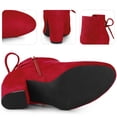 thumbnail image 3 of Unique Bargains Women's Round Toe Chunky Heel Ankle Booties Red 10, 3 of 5