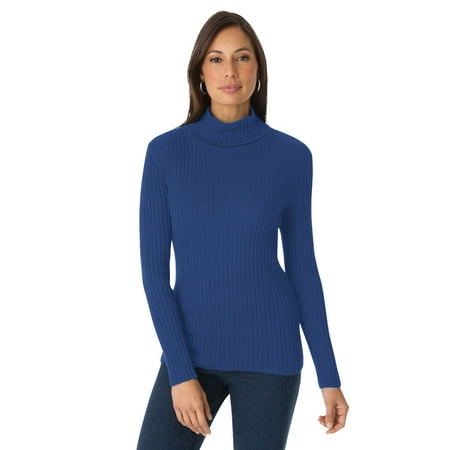 Jessica London Women's Plus Size Ribbed Cotton Turtleneck Sweater 100% Cotton
