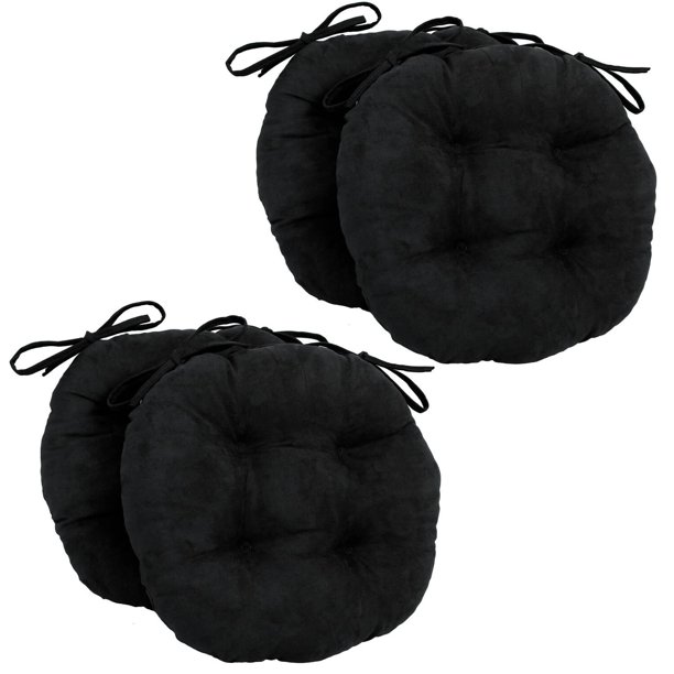 16inch Solid Micro Suede Round Tufted Chair Cushions (Set of 4)Color