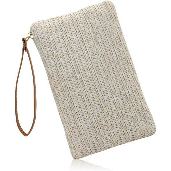 UTAH-Straw Clutch Purse with Handle, Straw Handbag Clutch Purses for Women, Wristlet Purse Summer Straw Bag Straw Purse
