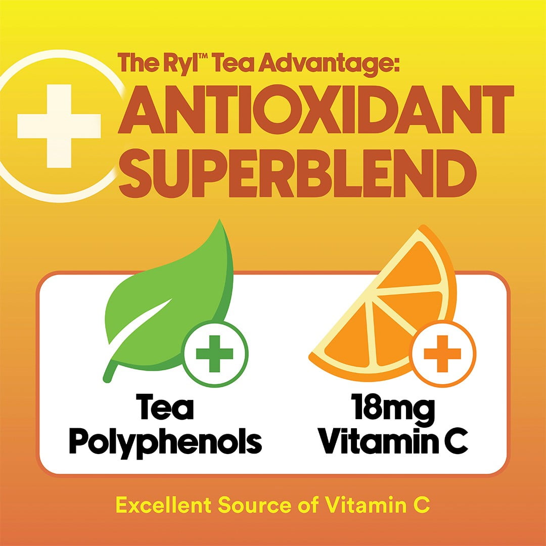 (6 pack) Ryl Iced Tea, Half & Half (Tea/Lemonade), Antioxidant Superblend, Zero Sugar, Low Carb, Zero Calorie Iced Tea, 16.0 fl oz, Can