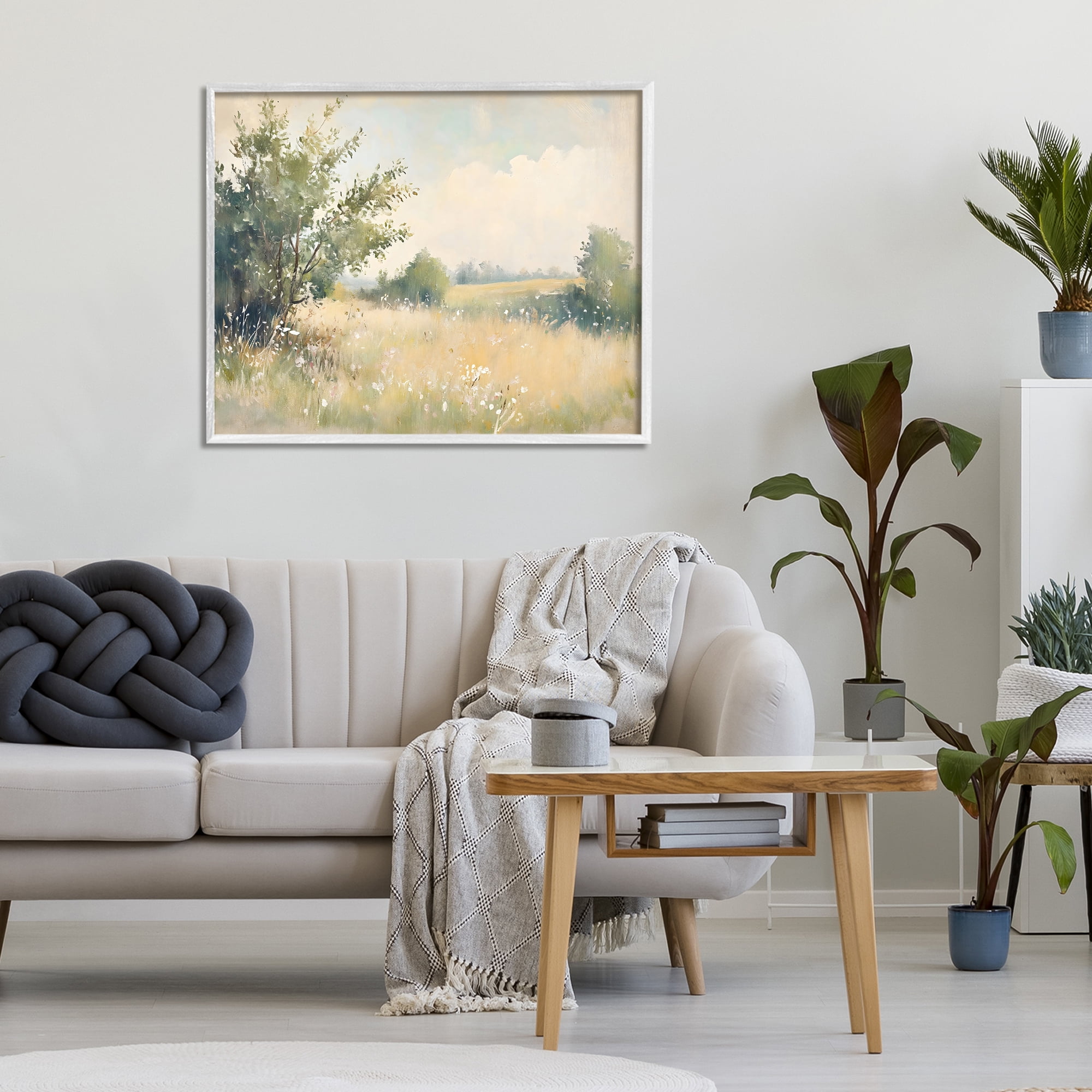 Stupell Industries Summer Meadow in Soft Light White Framed Giclee Art, design by Creative Studio