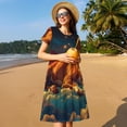 thumbnail image 4 of Lsque Colorful Starry Sky Sleep Dog Print Women's Casual Dress T-Shirt Summer Short Sleeve Scoop Neck Swing Dresses, 4 of 6