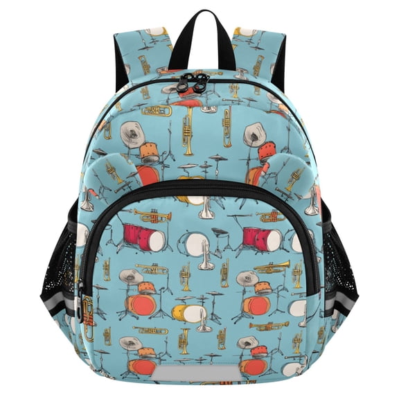 ALAZA Trumpet Drums Pattern Mini Backpack School Bookbag Age 3-7 Medium