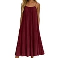 thumbnail image 3 of Maxi Dress for Women Ihhxva Sleeveless Relaxed Fit Pleated Stretchable Summer Breathable - Spaghetti Strap Casual Beach Vacation Sundress Loose S-2XL, 3 of 8