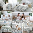 thumbnail image 5 of Blue Grey Duvet Cover Set Full Size, Morocco Geometric Plaid 4 Piece Soft Microfiber Bedding Set with 1 Duvet Cover, 1 Flat Sheet, 2 Pillowcases, 5 of 9