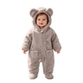 thumbnail image 4 of Kctiaxy Newborn Onesies Toddler Kids Stand Collar Hooded Cute Romper Warm Fleece Long Sleeve Zipper Jumpsuit Winter Baby Clothes 3-18 Months, 4 of 9