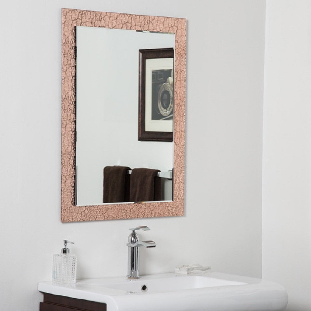 NEW! "Frameless" Copper Leaf Modern Bathroom Beveled Glass Mirror