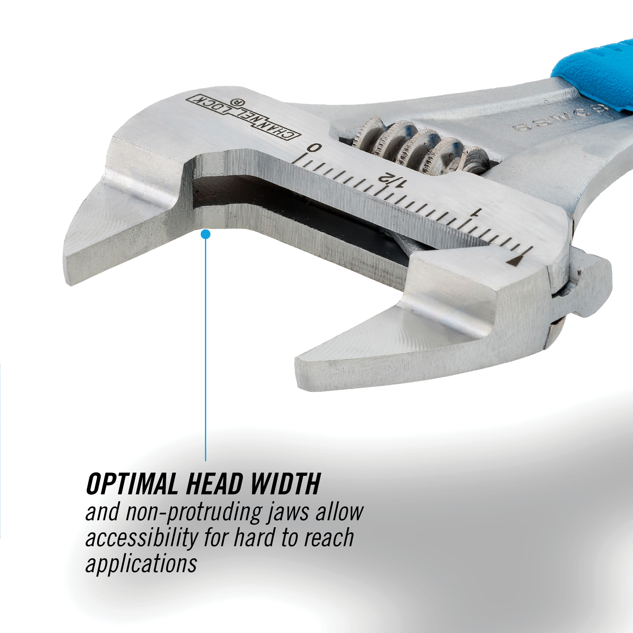 CHANNELLOCK 6-inch CODE BLUE WideAzz Adjustable Wrench, Precise 1.34-inch Wide Mouth Slim Jaw Capacity (6SWCB)