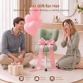 thumbnail image 5 of COOLHUT Vanity Chair with Bow Back, Teddy Fabric Makeup Chair, Girls Desk Chair, Vanity Stool Rolling Chair for Kawaii Bedroom, Study Room, Green, 5 of 9