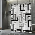 thumbnail image 2 of Black and White Shower Curtain, Black White Grey Geometric Shower Curtain Modern Abstract Bathroom Curtains for Contemporary Bathtub Decor Waterproof Machine Washable Fabric with 12 Hooks, 2 of 6
