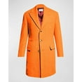 thumbnail image 2 of Mens Wool Carcoat - Hot Orange Three Quarter Peak Lapel Topcoat, 2 of 5