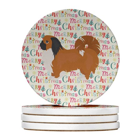 

Pekingese Merry Christmas Large Sandstone Coasters Pack of 4 4 in x 4 in