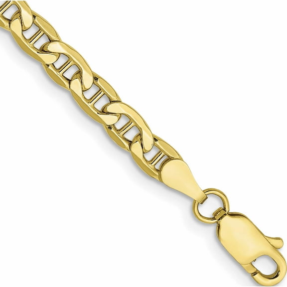 10K Yellow Gold 4mm Semi-Solid Anchor Chain (7 X 4) 10bc100-7