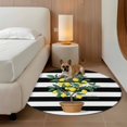 thumbnail image 3 of Summer Lemons Round Living Room Rugs 7 ft, Yellow Fruit Leaf Black White Striped Abstract Washable Area Rug with Non-Slip Sturdy Edge Binding Round Carpet for Kitchen Office Bedroom, 3 of 9