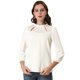 thumbnail image 1 of INSPIRE CHIC Blusa Panel Bordado Floral Cuello Con Volantes Manga 3/4 Para Mujer Blanco XL, 1 of 6