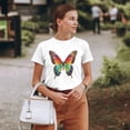 thumbnail image 3 of Plus Size Tops for Women Cute Butterfly Graphic Tee Funny Colorful Print Casual Nature Shirt Small-3X-Large, 3 of 9