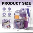 thumbnail image 2 of DAKIMOE Clear Backpack for School - 17 inch Large Heavy Duty Stadium Approved Clear Bookbag, See Through PVC Transparent Backpacks for Travel College Work, Purple, 2 of 8