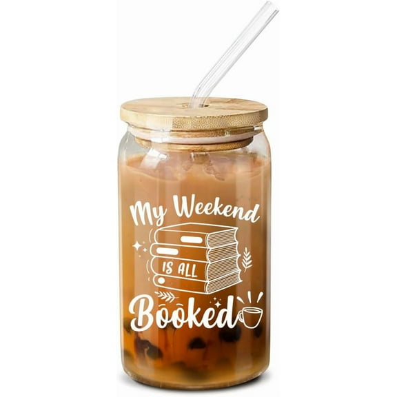 NewEleven Gifts For Book Lovers - Coffee GLass 16oz - Book Lovers Gifts For Women, Her, Friends - Book Accessories