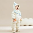 thumbnail image 4 of Cowsor Baby Snowsuit Baby Printed Winter Clothes with Hat Warm Outfits Zipper Romper Coat Jumpsuit, 4 of 7