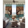 thumbnail image 6 of Vintage Teal Blackout Curtains for Bedroom Living Room Darkening Curtains 63 Inches Long Brown Western Texas Barn Star Wood Grain Window Curtain 2 Panels Set Window Treatment Grommet Drapes 42"x63", 6 of 9