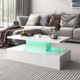 thumbnail image 2 of Modern high-gloss white coffee table – simple and versatile, with a hidden drawer, 2 of 33