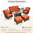 thumbnail image 5 of Toject Outdoor Patio Furniture Set, All-Weather Brown Wicker Outside Furniture with 42 Inch Fire Pit Table, 7 Pieces Conversation Set with Swivel Chairs & Ottomans for Backyard Deck Garden, OrangeRed, 5 of 8