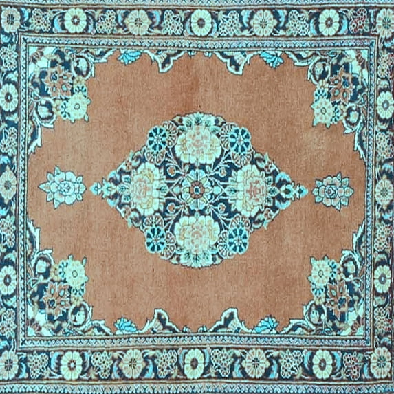 Ahgly Company Indoor Square Persian Light Blue Traditional Area Rugs, 6' Square